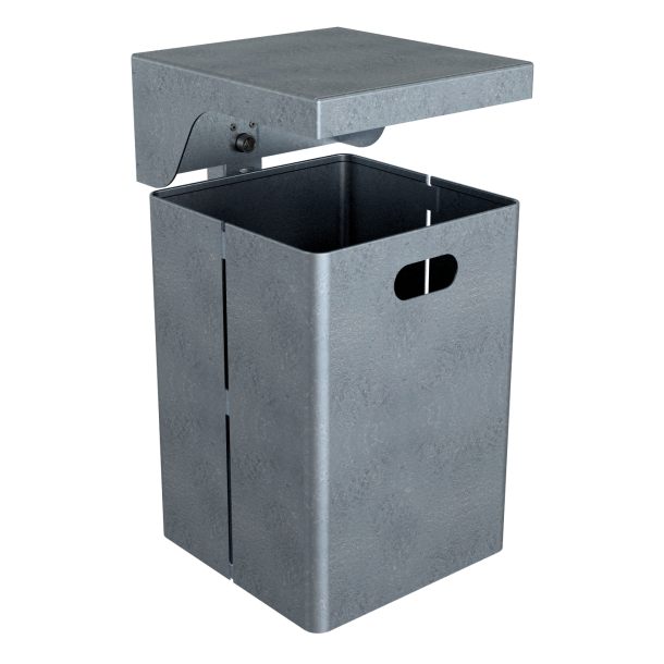 Square litter bin with cover | hot dipped galvanized | without standingpost
